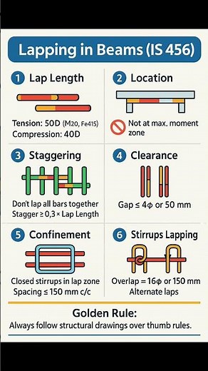 Basic Knowledge for Civil Engineering | Lapping in Beam | IS456 | #Shorts #Construction