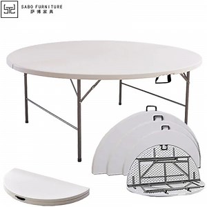 [Hot Item] Factory Wholesale Cheap Folding Plastic Round Tables Outdoor Wedding Banquet Event Party Rental 4FT 5FT 6FT Metal Iron White HDPE Hotel Garden Dining Table