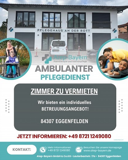Ambulanter Intensivpflegedienst Atep-Bayern, Eggenfelden 🩺 Herzliche Grüße aus Eggenfelden, Ihr ambulanter Intensivpflegedienst Atep-Bayern Kontakt: Atep-Bayern GmbH & Co. KG Lauterbachstr. 17a 84307 Eggenfelden Kontakt: Telefon: 08721/1249080 Telefax: 08721/1249081 E-Mail: info@atep-bayern.de #pflegedienst #pflege #ambulantepflege #pflegemitherz #kinderinintensivpflege #pflegefachkraft #pflegeberuf #pflegekraft #pflegehelden #altenpfleger #krankenschwester #altenpflegerin #intensivpflege #gesu
