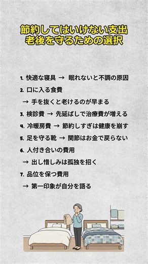 節約してはいけない支出老後を守るための選択 #老後の暮らし #お金の使い方#シニアライフ