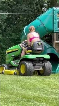 Mowing the backyard with our John Deere x380!