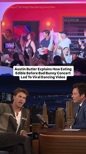 Austin Butler is finally explaining that viral video of himself dancing at a Bad Bunny concert — and the story is highly entertaining. | Access