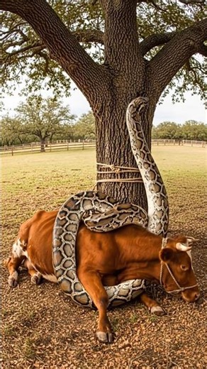 Python vs Cow Neck Attack! 😱 Real Jungle Survival Moment!” #shorts