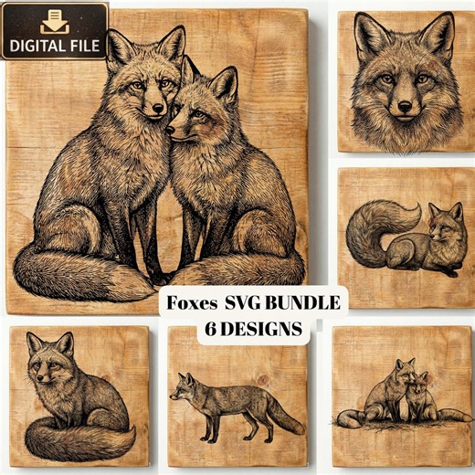 Fox SVG Bundle, Fox PNG Bundle, Vintage Fox SVG, Woodland Animal , Fox Engraving , Forest Animal , Cricut Files, Laser Engraving, 6 Designs - Etsy