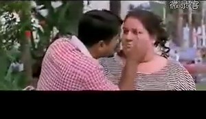 Fat woman and young boy