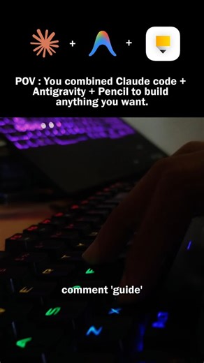 Codvyn | Tech and AI on Instagram: "Your IDE is no longer just a code editor. With Antigravity planning your architecture, Pencil shaping your UI, and Claude Code executing multi file logic, the entire product lifecycle runs inside one window. No context switching. No tool fragmentation. No designer to developer lag. This is the compressed build stack. Comment “guide” and I’ll send the complete workflow PDF. [antigravity ide, claude code, vs code fork, pencil extension, ai development workflow, 