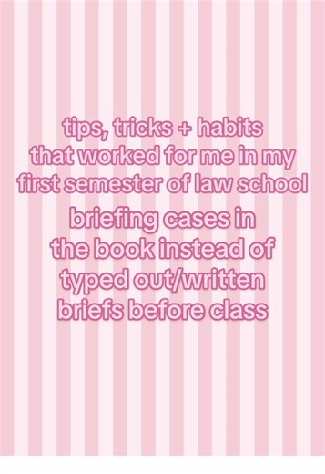 One thing you’ll hear as a 1L is that you should be briefing cases before classes. This is definitely helpful for learning the cases and getting better at pulling out the important takeaways of cases, but it is very time consuming. What I found instead to be helpful is to brief cases with different color highlighters in the book. I mostly used hard copy textbooks instead of e-books so I was using physical highlighters but this strategy works with e-books too. You don’t need to have elaborate bri
