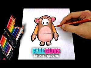 HOW TO DRAW AND COLOR CHANDO FROM FALL GUYS | how to draw fall guys monkey | FALL GUYS DRAWINGS