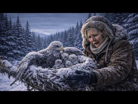 An elderly woman saved an eagle's nest that had frozen over after a snowstorm - a touching story