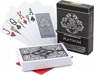 Bullets Playing Cards, Premium Pokerkarten Platinum mit Zwei Eckzeichen, Inklusive Cut-Card, Deluxe Kartenspiele mit Jumbo Index, Profi Premium Spielkarten für Texas Holdem Poker