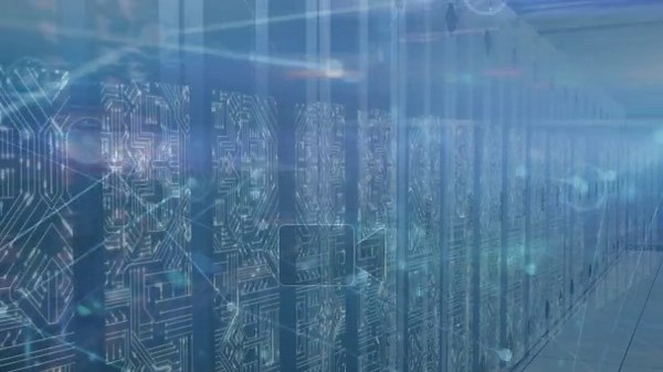 Animation of network of connections and screens of microprocessor connections over server room. Global networking and business data storage technology concept Stock Video Footage - Alamy