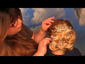 ASMR Bridal Hair Styling (Wedding Hair Accessories Fixing, Hair Clips, Spray Sounds) Hair Salon RP