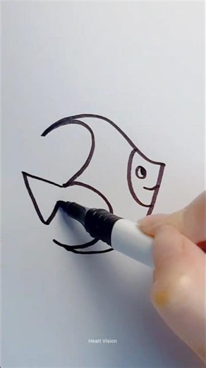 How to draw a realistic fish using the number 3!