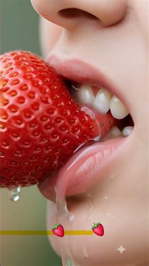 ASMR mouth eating fresh strawberries 🍓|#satisfying #satisfyingvideo #asmr #eatingshow #asmreating