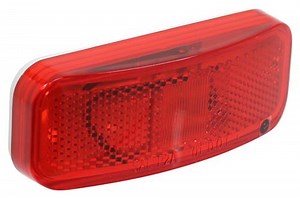LED Clearance or Side Marker Light with Reflector - Submersible - 2 Diodes - Rectangle - Red Lens Op