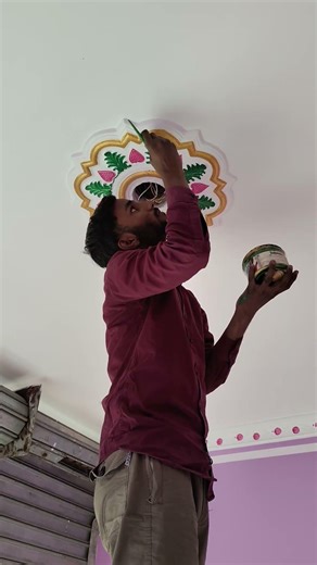 pop ceiling flower design 🏡#home #art #painting #painting