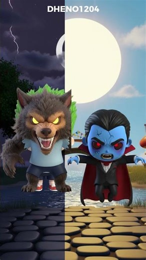 Blue Vampire vs Green Werewolf 😱🧛🐺 #shorts #cartoon #animation - Dheno