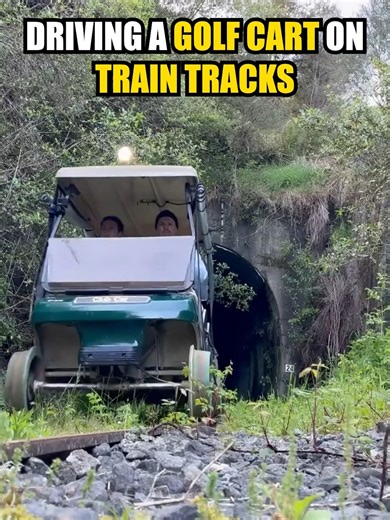 Driving a GOLF CART on TRAIN TRACKS | DownieLive