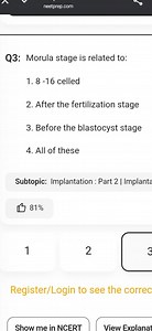 Q3: Morula stage is related to:8 -16 celled  After the ferti... | Filo