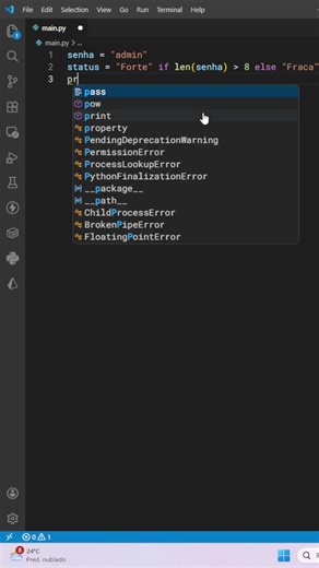 Sua senha é REALMENTE segura? Descubra com Python! 🔐🐍 #shorts