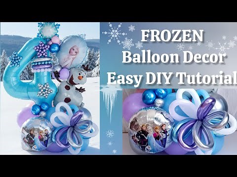 DIY ❄️🩵Frozen Balloon Arrangement with Foil Numbers Easy Elsa Winter Decor for Birthday or New Year
