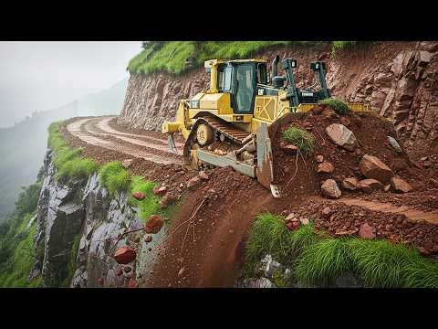 Road Resize & Optimization! Bulldozer Clearing On Steep Mountain Roads with Huge Moving Smooth Path