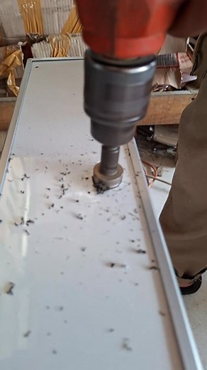 Let's drill a hole in the drawer lock #work #diy #reels #content #viral #fyp #vod #trending #indonesia #craftsman #aluminium #glass #acp #granik | Apa BE