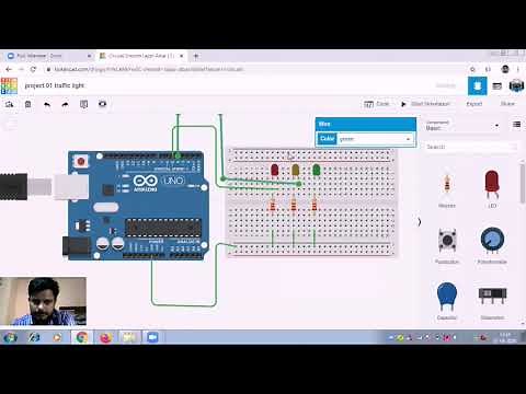 Traffic light project using Arduino in Tinkercad | How to make traffic light project in tinkercad