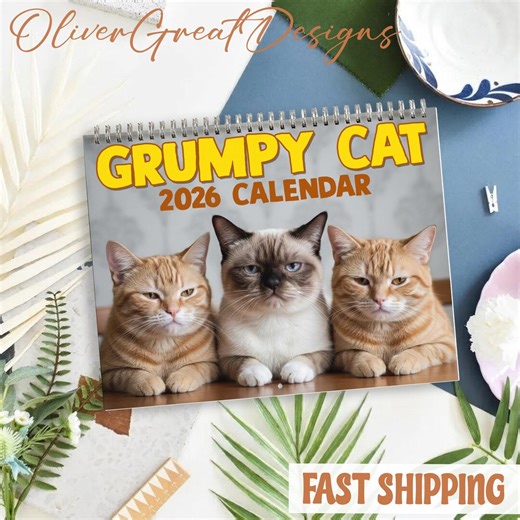 Grumpy Cat Calendar, 2026 Grumpy Cat Calendar Size 8.5" X 11", New Year Gifts - Etsy