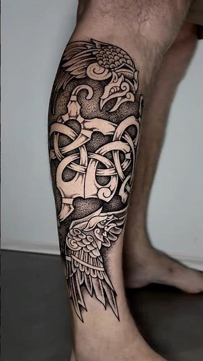Viking Calf Tattoo ⚔️ Nordic Knotwork Blackwork