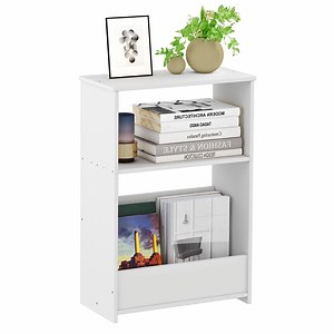 [Hot Item] Narrow PVC End Table Small Bookshelf Storage Stand for Bedroom Living Room Office