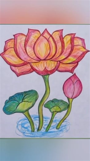 Beautiful Easy Lotus Drawing with pencil✏️.Step by Step Tutorial #rainbowdrawing #sketch #pencilart