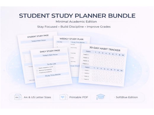 Student Study Planner| Minimal Academic Printable | Daily Weekly Goal Habit Tracker | A4 & US Letter - Etsy UK