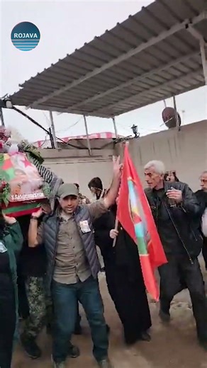 The body of martyr Saleh Muslim was transferred to the March 12 Stadium in Qamishli for the farew...