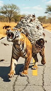 Saving a Tiger Infested by Giant Wasps #ai #animals #tiger | Rainbow after the storm