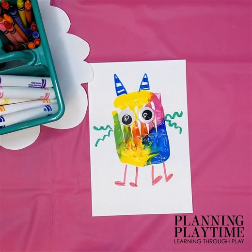 Kitchen Tool Paint Monsters Oh my word! We couldn't get our kids to stop making monsters. They LOVED this process art activity. Grab a full year of amazing preschool crafts and activities at https://www.mommyandmepreschool.com | Planning Playtime - Learning Through Play