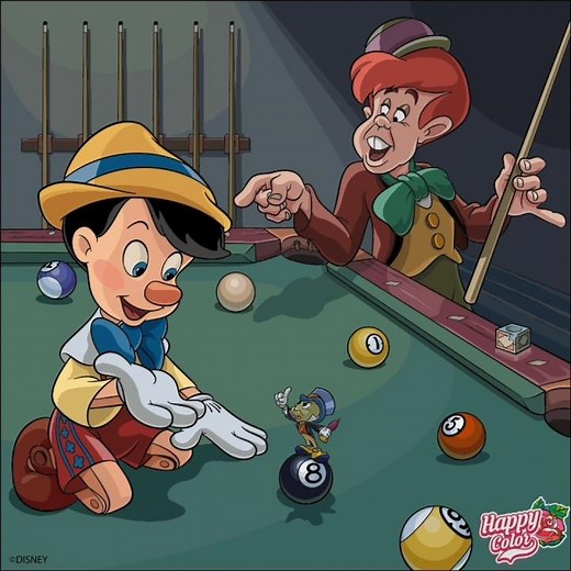 Happy Color Speedpaint: Pinocchio (1940) Pool Scene 🎱 #disney #Pinocchio #shorts