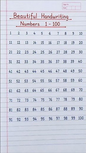 Beautiful Handwriting Numbers 1–100 | Easy Number Writing Practice