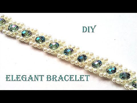 How to make pearls and crystal bracelet. Easy pattern.