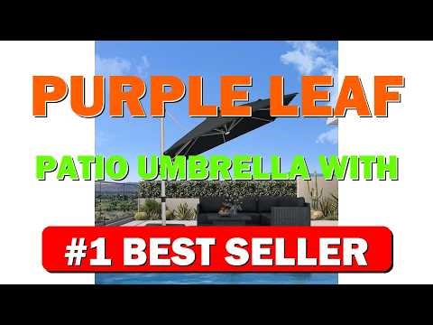 PURPLE LEAF Patio Umbrella with base 9 Feet Outdoor Square Cantilever Umbrella - B0G3PJH5P4