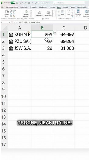 Okienko 17: Excel pomagający na giełdzie