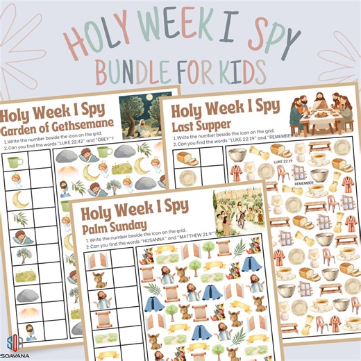 Holy Week Bible I Spy Printable Bundle for Kids | Palm Sunday Last Supper Gethsemane | Christian Easter Homeschool Activity Ages 4–9 - Etsy