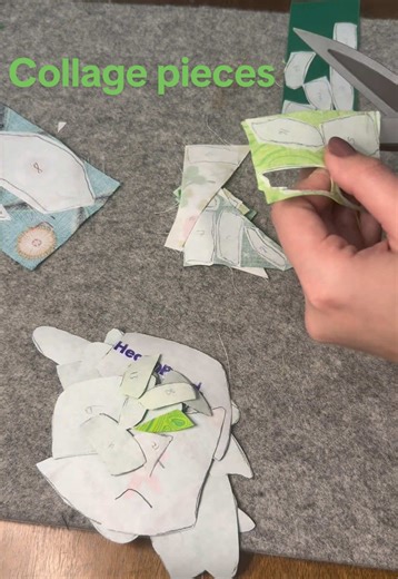 Cutting out all the pieces for this sea turtle collage quilt #heatnbond #collage #quilt #seaturtle