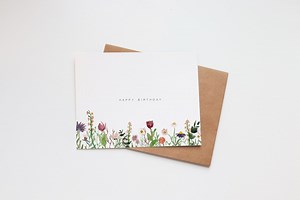 Handmade Watercolor Birthday Card: Wildflower Floral Design - Etsy