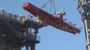 Cedar Point installs tallest section of new Siren's Curse roller coaster as tilt track added to ride's structure: Watch