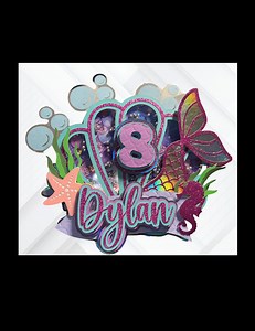 Personalized Mermaid Shaker Cake Topper With Lights|cardstock| Handcrafted| Birthday Celebration| Under the Sea - Etsy