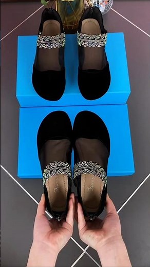 Women's Black Mesh Flat Shoes 2026 Rhinestone Mary Janes #shoes #fashion #shortsfeed