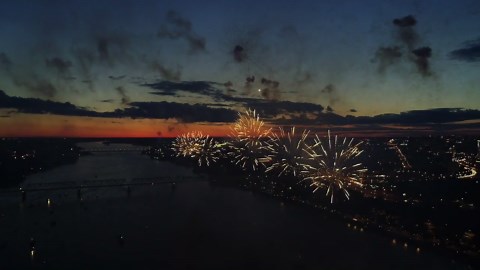 Sky Canvas: Captivating Firework Displays from Drone's View