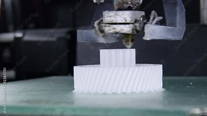 3D printer working. 3D printer printing an object from plastic. Automatic three dimensional 3d printer performs plastic. Progressive additive technology for 3d printing