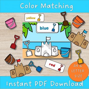 Sandcastle Color Matching Game: Montessori Busy Book (PDF Download) - Etsy Canada